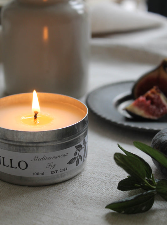 Mediterranean Fig Travel Tin Candle Open