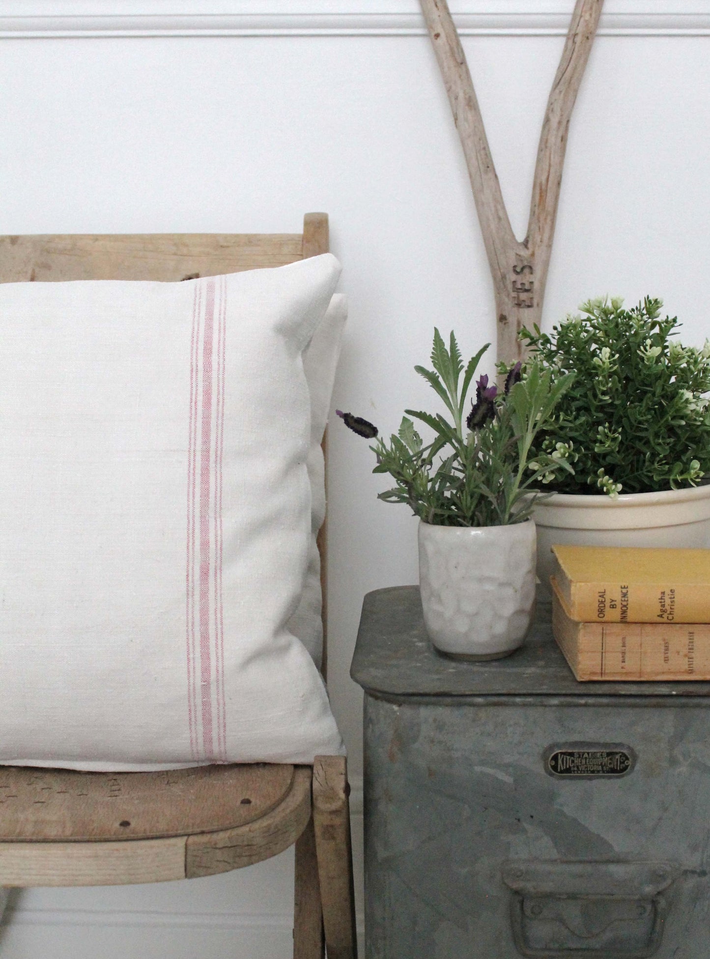 Vintage Pink Stripe Linen Cushions