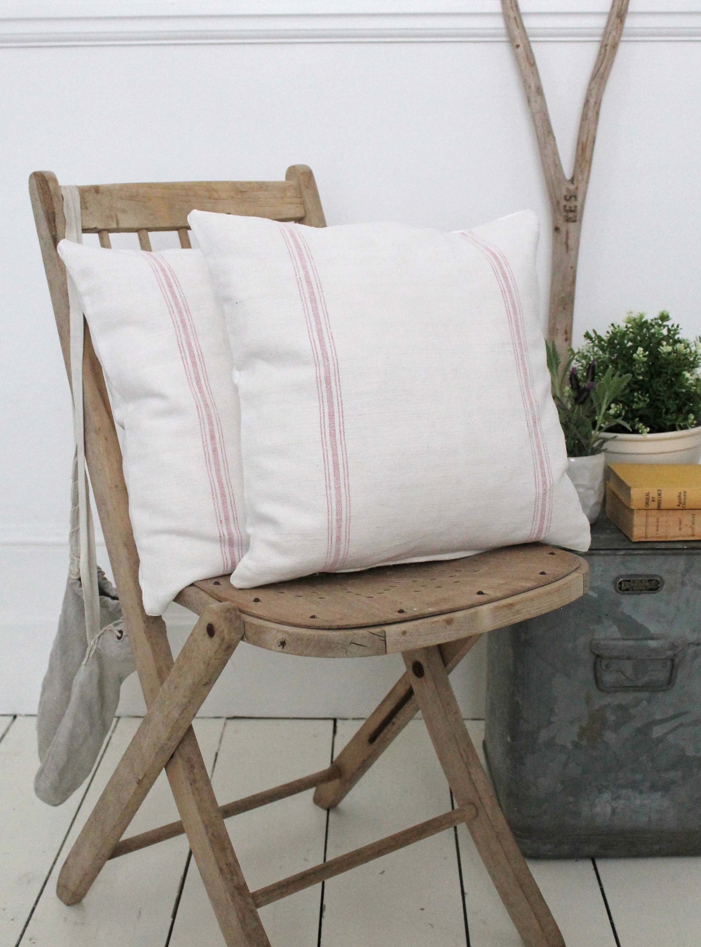 Vintage Pink Stripe Linen Cushions