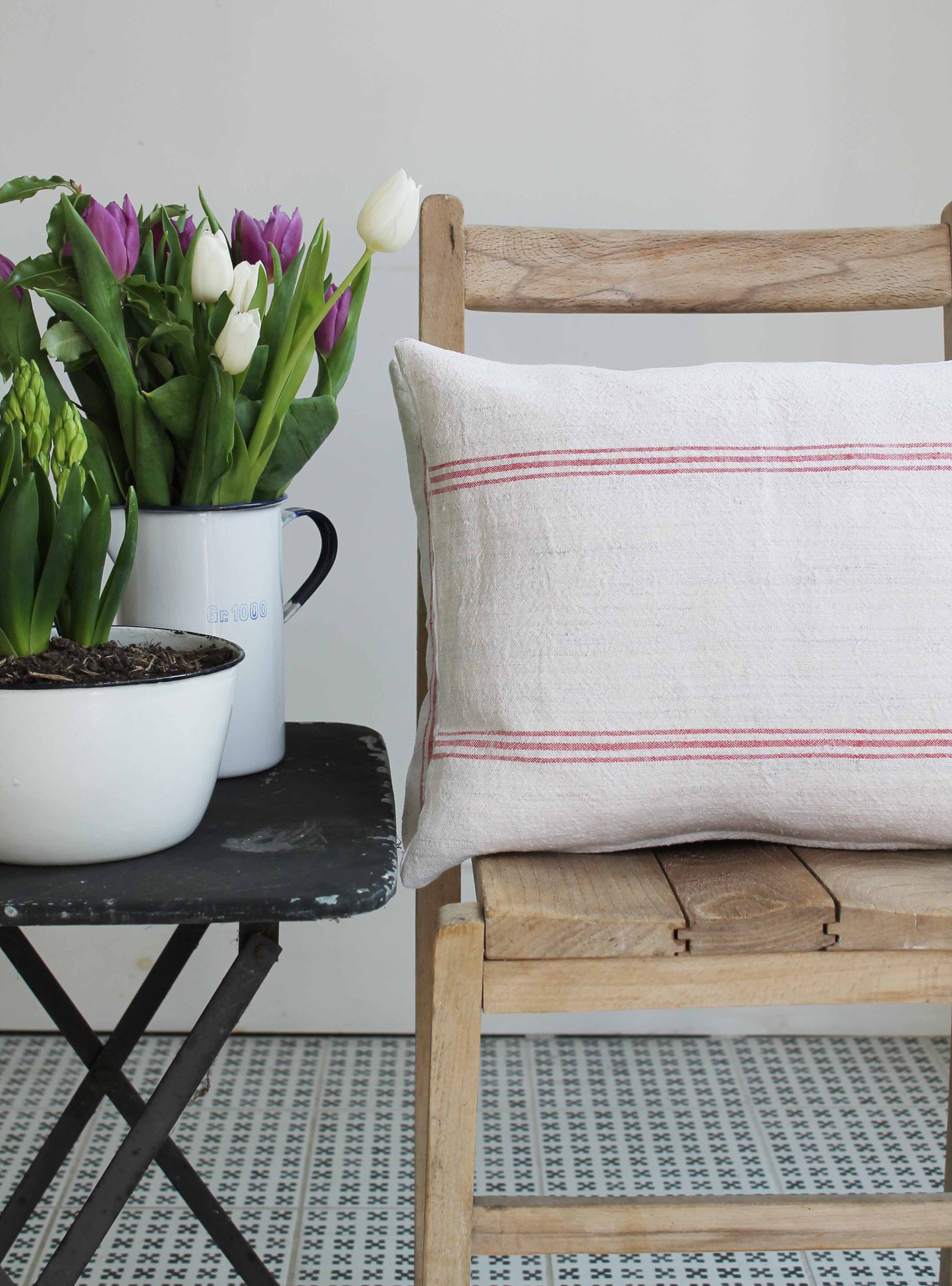 Red Vintage Stripe Scatter Cushion