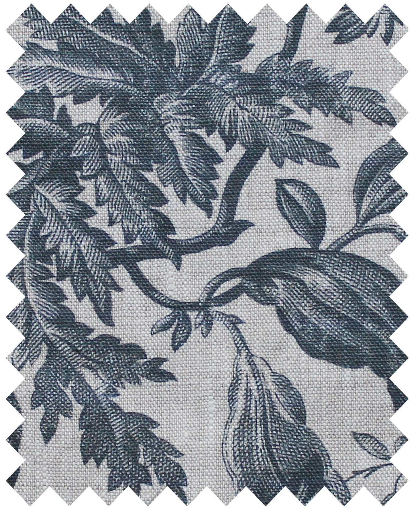 Floraison Prussian Blue - Natural Linen Swatch