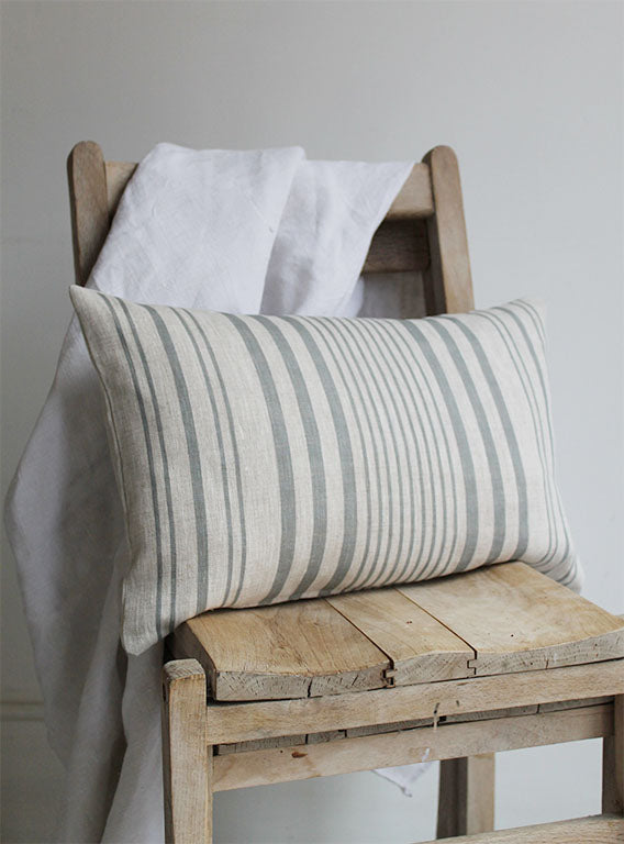 Stanley Stripe Manoir Grey Scatter Cushion on Chair