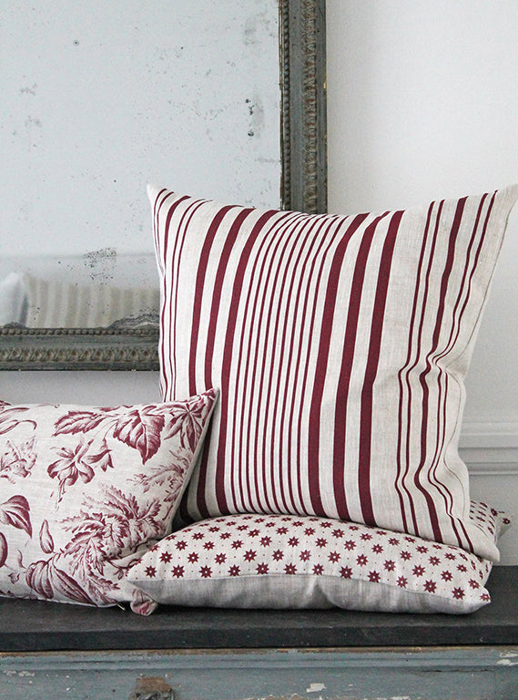 Stanley Stripe Square French Raspberry Cushion Front